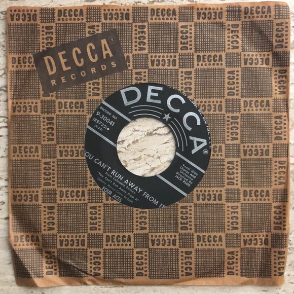 Four Aces Friendly Persuasion/You Can't Run Away From It Vinyl 45 Record '56 - Picture 7 of 8